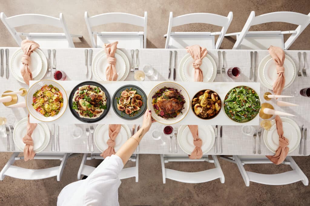 Dinner spread on table