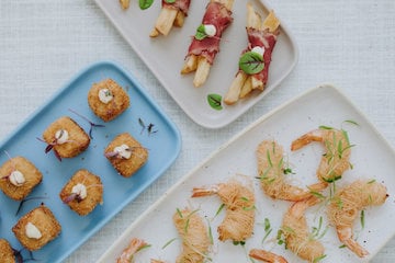 Appetizers served on platters