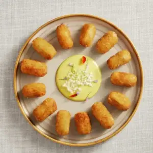 Golden croquettes with dipping sauce