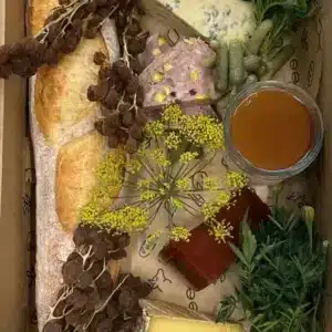 Gourmet cheese and charcuterie box