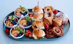 Fresh breakfast platter with fruits