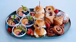 Fresh breakfast platter with fruits